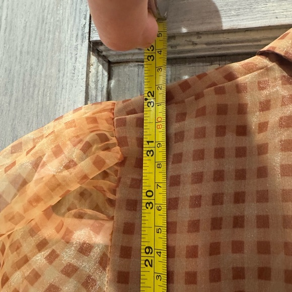 En Saison Gingham Organza Tiered Shirtdress NWT Small Brown - Picture 9 of 9